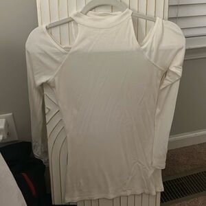 Venus White Cold Shoulder Long Sleeve Top